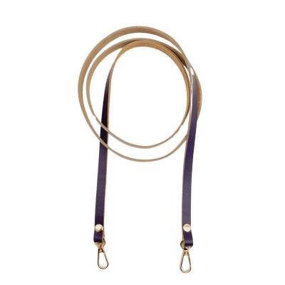 Angel Çanta Aksesuar Gerçek Deri Spagetti Model Mor Renk Light Gold Metal Çanta Sapı - 1