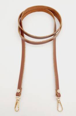 Angel Çanta Aksesuar Gerçek Deri Spagetti Model Sütlü Kahve Light Gold Metal Çanta Sapı - 1