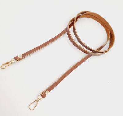 Angel Çanta Aksesuar Gerçek Deri Spagetti Model Sütlü Kahve Light Gold Metal Çanta Sapı - 3