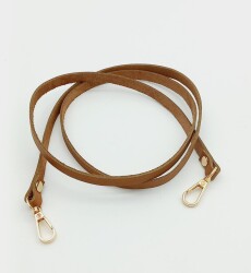 Angel Çanta Aksesuar Gerçek Deri Spagetti Model Taba Light Gold Metal Çanta Sapı - Angel Çanta Aksesuar