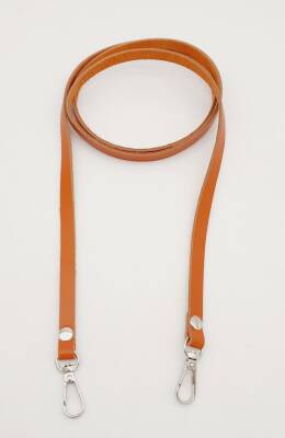 Angel Çanta Aksesuar Gerçek Deri Spagetti Model Turuncu Taba Gümüş Metal Çanta Sapı - 2