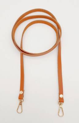 Angel Çanta Aksesuar Gerçek Deri Spagetti Model Turuncu Taba Light Gold Metal Çanta Sapı - 1