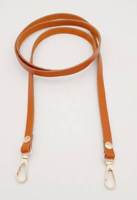 Angel Çanta Aksesuar Gerçek Deri Spagetti Model Turuncu Taba Light Gold Metal Çanta Sapı - 2