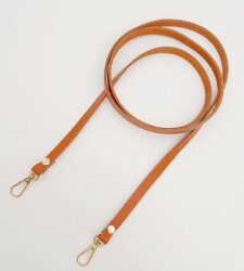 Angel Çanta Aksesuar Gerçek Deri Spagetti Model Turuncu Taba Light Gold Metal Çanta Sapı - 3