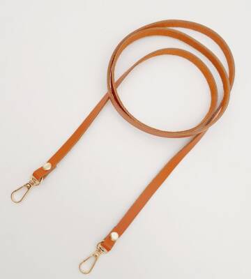 Angel Çanta Aksesuar Gerçek Deri Spagetti Model Turuncu Taba Light Gold Metal Çanta Sapı - 3