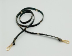 Angel Çanta Aksesuar Gerçek Deri Troklu Spagetti Model Siyah Light Gold Metal Çanta Sapı - Angel Çanta Aksesuar