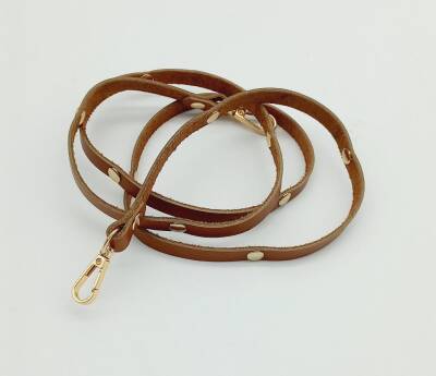 Angel Çanta Aksesuar Gerçek Deri Troklu Spagetti Model Taba Light Gold Metal Çanta Sapı - 2