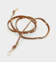 Angel Çanta Aksesuar Gerçek Deri Troklu Spagetti Model Taba Light Gold Metal Çanta Sapı - Angel Çanta Aksesuar