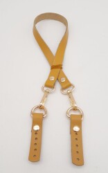 Angel Çanta Aksesuar Hardal Renk 60x1.5 cm Gerçek Deri Çanta Sapı Light Gold Metalli - Angel Çanta Aksesuar