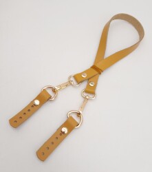 Angel Çanta Aksesuar Hardal Renk 60x1.5 cm Gerçek Deri Çanta Sapı Light Gold Metalli - 2