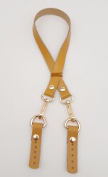 Angel Çanta Aksesuar Hardal Renk 60x1.5 cm Gerçek Deri Çanta Sapı Light Gold Metalli - 3