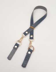 Angel Çanta Aksesuar Lacivert Renk 60x1.5 cm Gerçek Deri Çanta Sapı Light Gold Metalli - 3