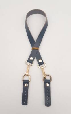 Angel Çanta Aksesuar Lacivert Renk 60x1.5 cm Gerçek Deri Çanta Sapı Light Gold Metalli - 1