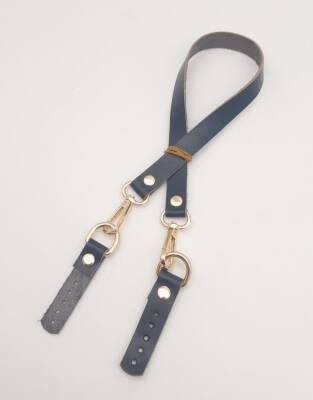 Angel Çanta Aksesuar Lacivert Renk 60x1.5 cm Gerçek Deri Çanta Sapı Light Gold Metalli - 3