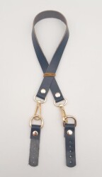 Angel Çanta Aksesuar Lacivert Renk 60x1.5 cm Gerçek Deri Çanta Sapı Light Gold Metalli - 2