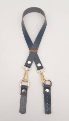 Angel Çanta Aksesuar Lacivert Renk 60x1.5 cm Gerçek Deri Çanta Sapı Light Gold Metalli - 2