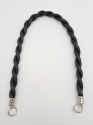 Angel Çanta Aksesuar Siyah 10 mm Suni Deri İpli Çanta Sapı Gümüş Metalli - Angel Çanta Aksesuar