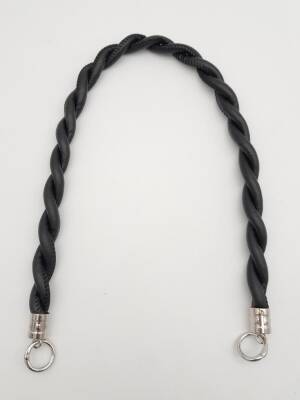 Angel Çanta Aksesuar Siyah 10 mm Suni Deri İpli Çanta Sapı Gümüş Metalli - 1