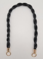 Angel Çanta Aksesuar Siyah 10 mm Suni Deri İpli Çanta Sapı Light Gold Metalli - Angel Çanta Aksesuar