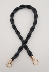 Angel Çanta Aksesuar Siyah 10 mm Suni Deri İpli Çanta Sapı Light Gold Metalli - 2