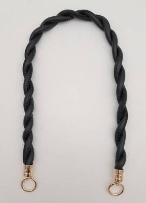 Angel Çanta Aksesuar Siyah 10 mm Suni Deri İpli Çanta Sapı Light Gold Metalli - 1