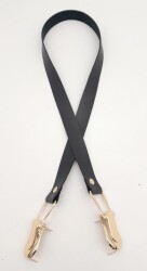 Angel Çanta Aksesuar Siyah Tek Kat Suni Deri Çanta Sapı Light Gold Metalli - 2