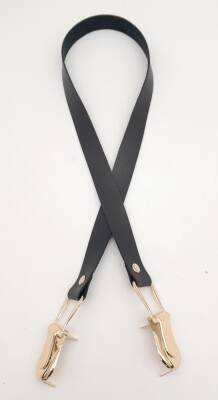 Angel Çanta Aksesuar Siyah Tek Kat Suni Deri Çanta Sapı Light Gold Metalli - 2