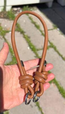 Angel Çanta Aksesuar Suni Deri 45 Cm Düğüm Model Çanta Sapı Taba Gümüş Metal - 1