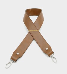 Angel Çanta Aksesuar Suni Deri Kalın Sap 70X3,3 Cm Taba Gümüş Metalli - Angel Çanta Aksesuar