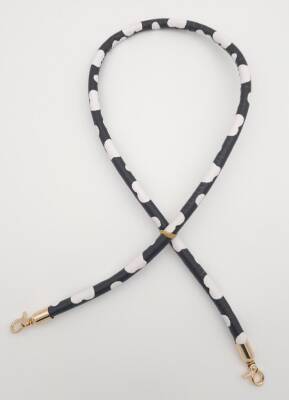 Angel Çanta Aksesuar Suni Deri Kordon Çanta Sapı Siyah Beyaz Leopar Light Gold Metalli - 1