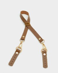 Angel Çanta Aksesuar Sütlü Kahve Renk 60x1.5 cm Gerçek Deri Çanta Sapı (Light Gold Metal) - Angel Çanta Aksesuar