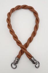 Angel Çanta Aksesuar Taba 10 mm Suni Deri İpli Çanta Sapı Füme Metalli - 2