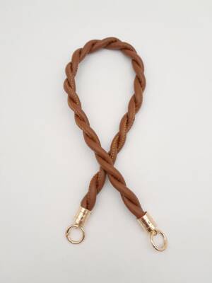 Angel Çanta Aksesuar Taba 10 mm Suni Deri İpli Çanta Sapı Light Gold Metalli - 2