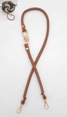 Angel Çanta Aksesuar Taba 10 mm Suni Deri İpli Düğüm Model 85 cm Çanta Sapı Light Gold Metalli - 1