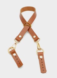 Angel Çanta Aksesuar Taba Renk 60x1.5 cm Gerçek Deri Çanta Sapı (Light Gold Metal) - Angel Çanta Aksesuar