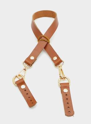 Angel Çanta Aksesuar Taba Renk 60x1.5 cm Gerçek Deri Çanta Sapı (Light Gold Metal) - 1