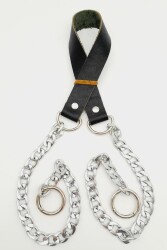 Angel Çanta Aksesuar Tek Kat Gerçek Deri Siyah Gümüş Zincirli Çanta Sapı - Angel Çanta Aksesuar