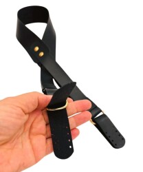 Angel Çanta Aksesuar Tek Kat Suni Deri Siyah Köprülü Çanta Sapı Light Gold Metalli - 2