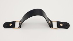 Angel Çanta Aksesuar Tek Kat Suni Deri Siyah Renk Tutma Sapı Light Gold Metalli - Angel Çanta Aksesuar