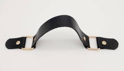 Angel Çanta Aksesuar Tek Kat Suni Deri Siyah Renk Tutma Sapı Light Gold Metalli - 1