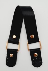 Angel Çanta Aksesuar Tek Kat Suni Deri Siyah Renk Tutma Sapı Light Gold Metalli - 4