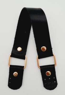 Angel Çanta Aksesuar Tek Kat Suni Deri Siyah Renk Tutma Sapı Light Gold Metalli - 4