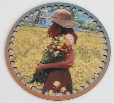 Angel Çanta Aksesuar Ahşap 19 Cm Çapında Resimli Plaka - 1