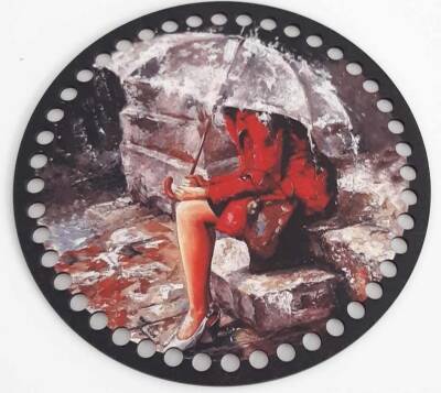 Angel Çanta Aksesuar Ahşap 19 Cm Çapında Resimli Plaka - 1