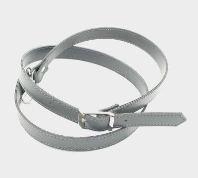 Angel Çanta Aksesuar 120X2 Cm Suni Deri Gümüş Tokalı Gri Renk Çanta Sapı - 1