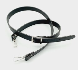 Angel Çanta Aksesuar 120X2 Cm Suni Deri Gümüş Tokalı Siyah Renk Çanta Sapı - Angel Çanta Aksesuar