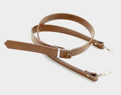 Angel Çanta Aksesuar 120X2 Cm Suni Deri Gümüş Tokalı Taba Renk Çanta Sapı - 1