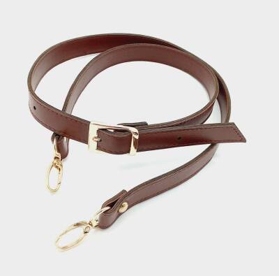 Angel Çanta Aksesuar 120X2 Cm Suni Deri Light Gold Tokalı Bordo Renk Çanta Sapı - 1