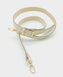 Angel Çanta Aksesuar 120X2 Cm Suni Deri Light Gold Tokalı Krem Renk Çanta Sapı - Angel Çanta Aksesuar