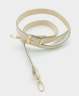 Angel Çanta Aksesuar 120X2 Cm Suni Deri Light Gold Tokalı Krem Renk Çanta Sapı - 1